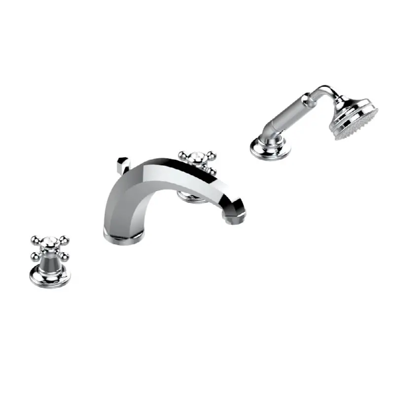 Roman tub set with high divertor spout and handshower, 3/4" valves