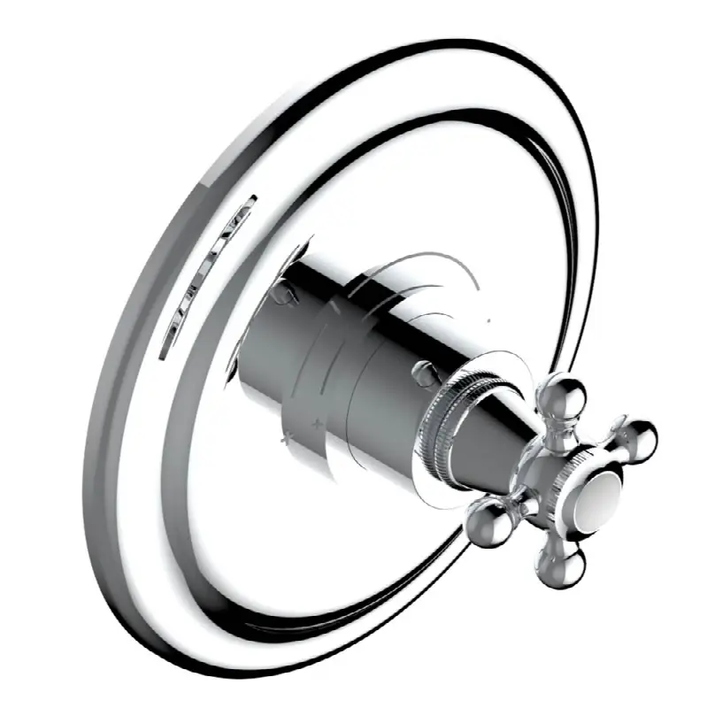 Trim for THG thermostatic valve, rough part supplied with fixing box ref. 5 200AE/US - Round plate model