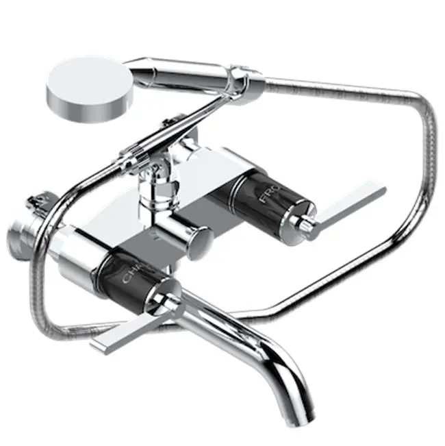 Exposed Tub Filler With Cradle Handshower, Wall Mounted