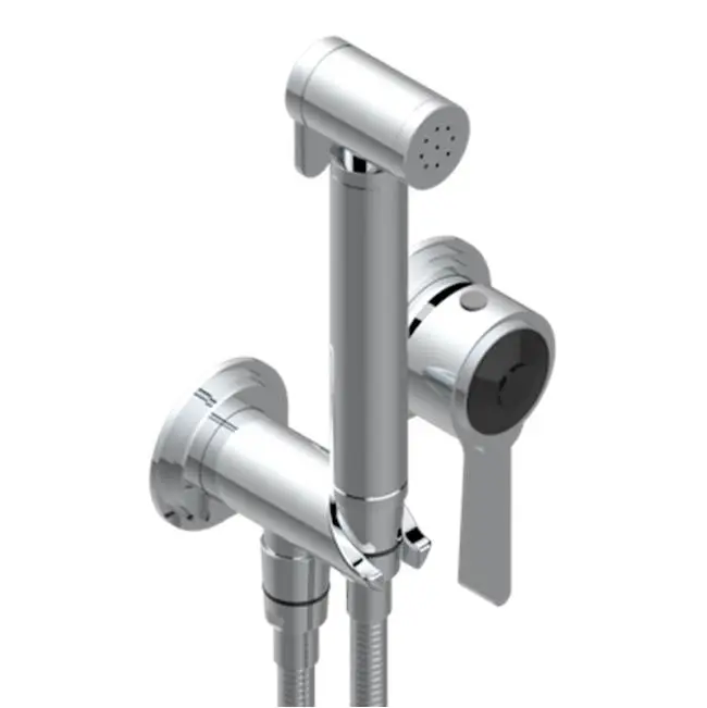 Trim Only For WC Douche Includes Trigger Spray, Wall Mounted Single Lever Mixer, Reinforced Hose, Wall Outlet With Integrated Elbow And Safety Stopper