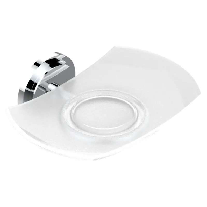 Glass soap dish, wall mounted