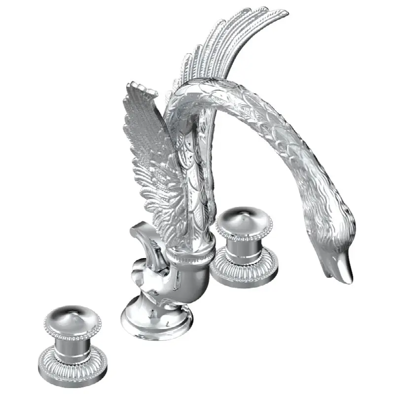 Widespread lavatory set, high spout, with drain