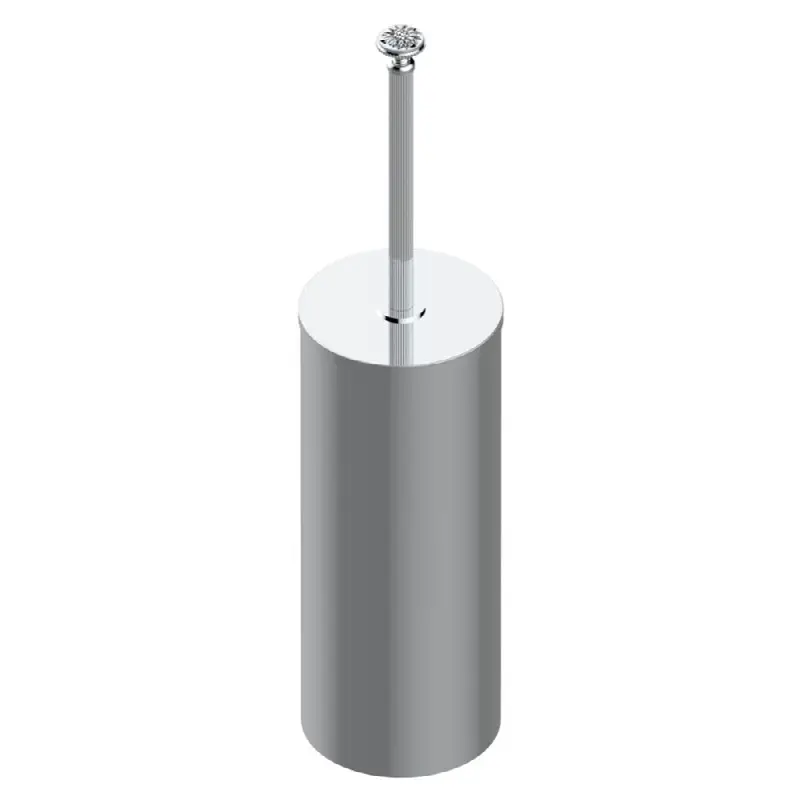 Metal toilet brush holder with brush with cover floor mounted
