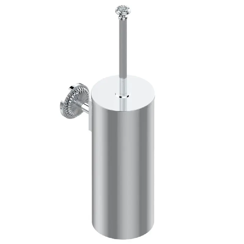 Metal toilet brush holder with brush with cover wall mounted