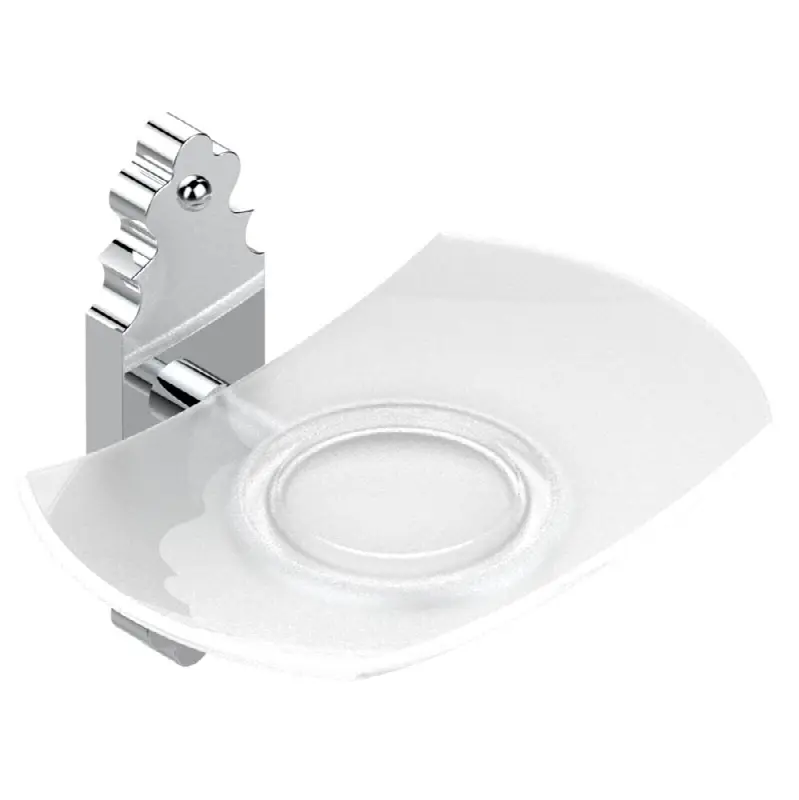 Glass soap dish, wall mounted