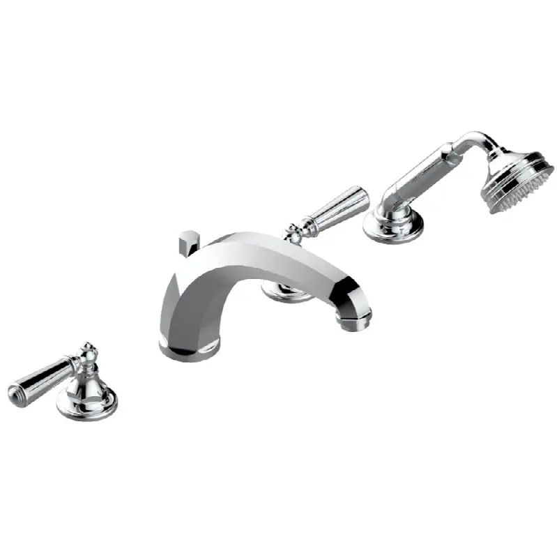 Roman tub set with high divertor spout and handshower, 3/4" valves