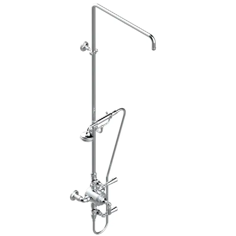 Exposed thermostatic shower mixer 2 volume controls, column and handshower on cradle - 6" centres (no showerhead)