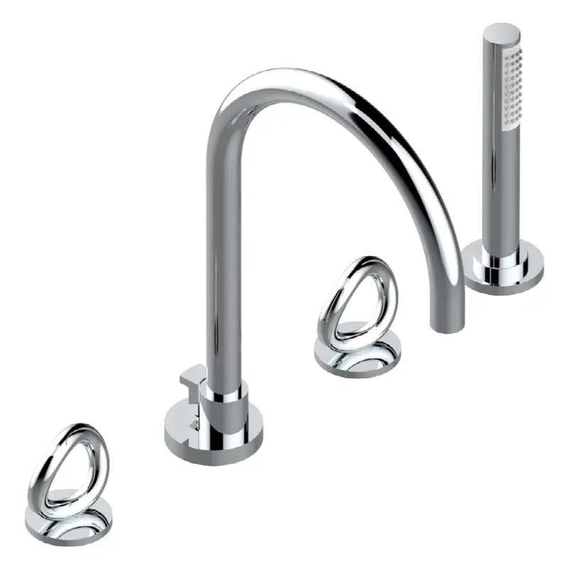 Roman tub set with divertor spout and handshower, 3/4" valves