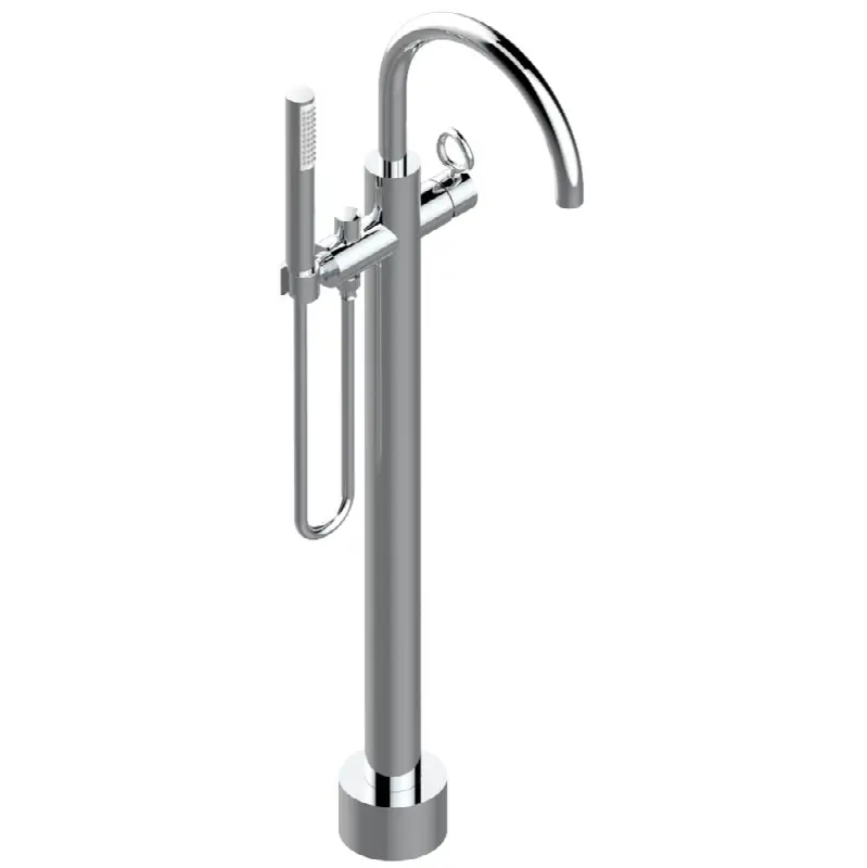 Free-standing single lever bath mixer with handshower with Easyclean system