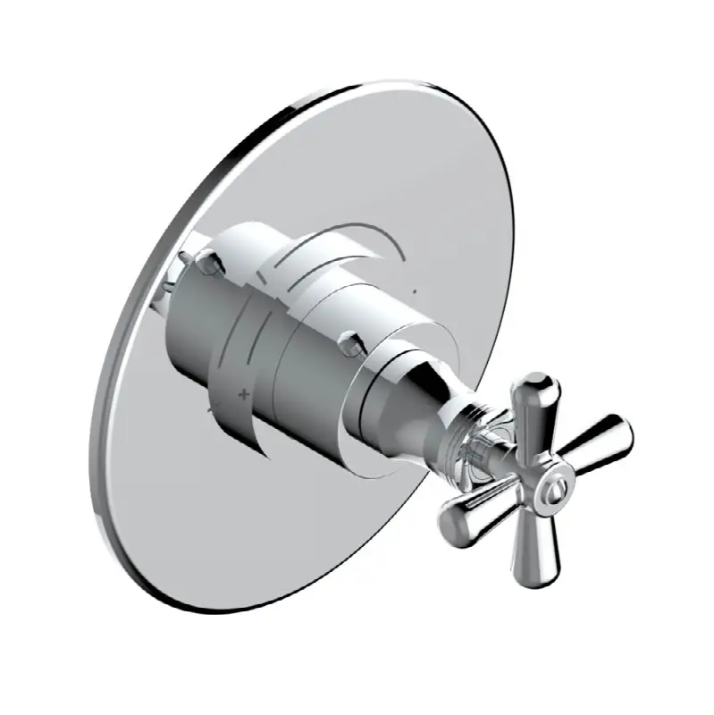 Trim for THG thermostatic valve, rough part supplied with fixing box ref. 5 200AE/US - Round plate model