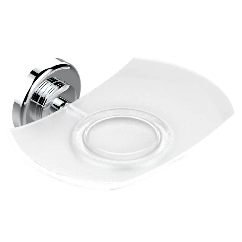 Glass soap dish, wall mounted