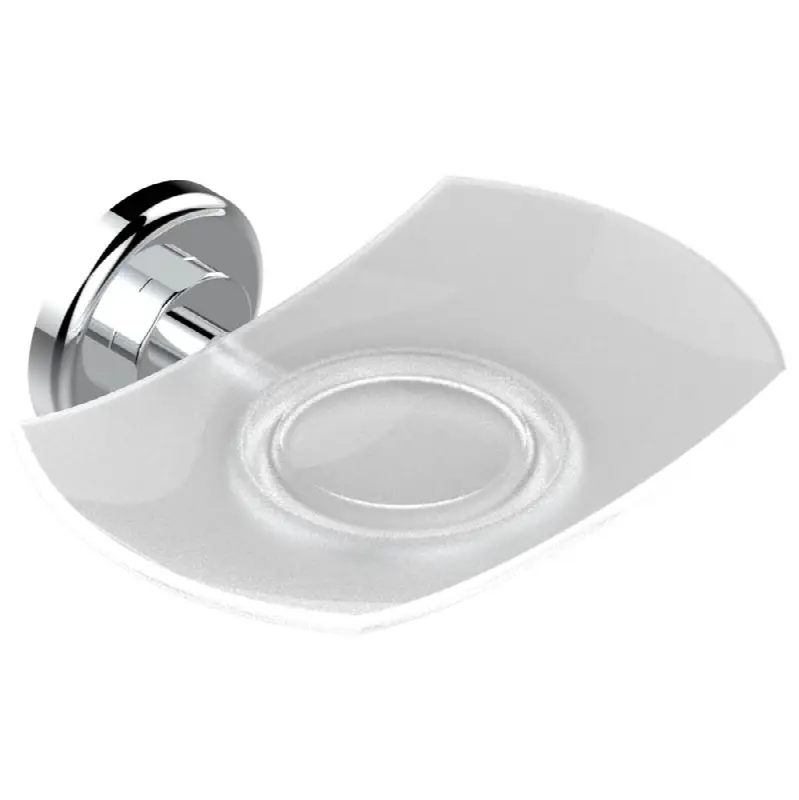 Glass soap dish, wall mounted