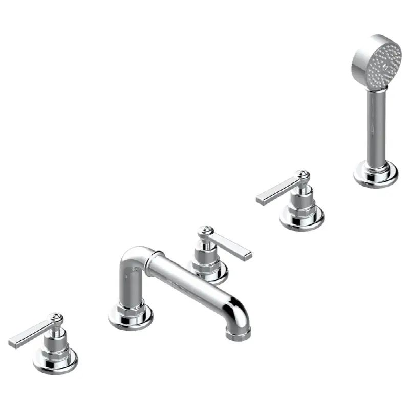 Roman tub set with 2 x 3/4" valves and rim mounted ceramic mixer with progressive cartridge and handshower