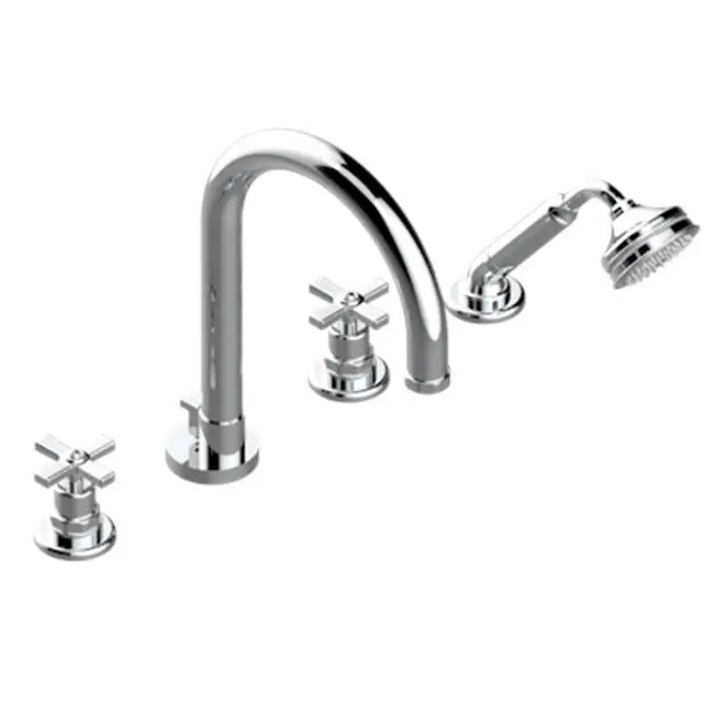 Roman Tub Set With Diverter Spout And Handshower, 3/4" Valves