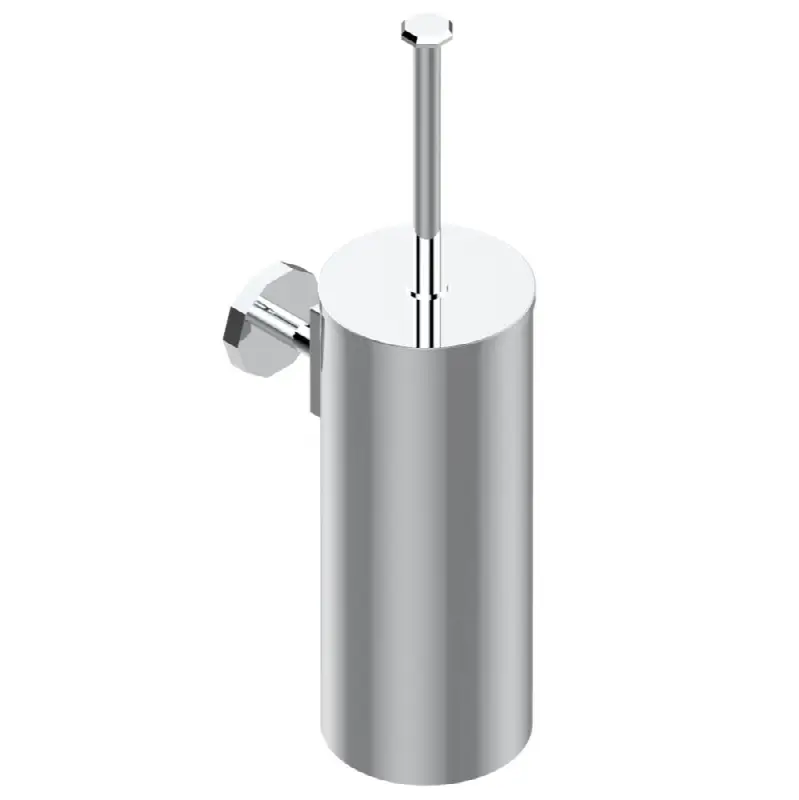 Metal toilet brush holder with brush with cover wall mounted