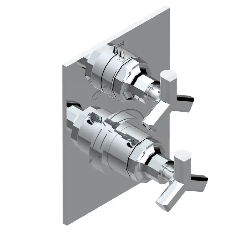 Trim for thermostatic mixer with stop valve and 3 way diverter, rough part supplied with fixing box ref.5 600AE/US