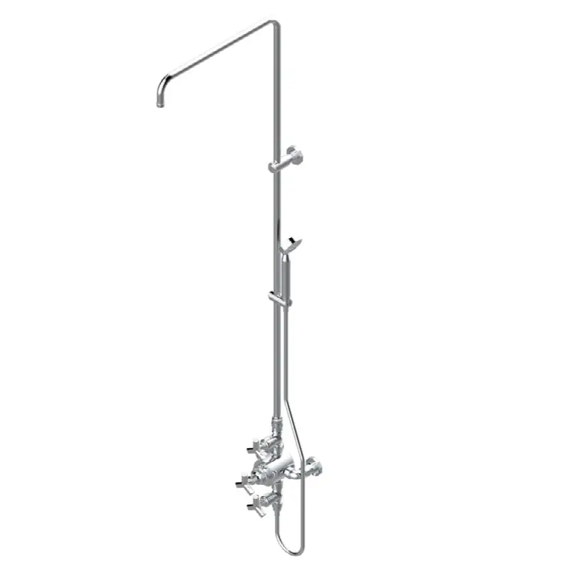 Exposed thermostatic shower mixer 2 volume controls, column and handshower on cradle - 6" centres (no showerhead)