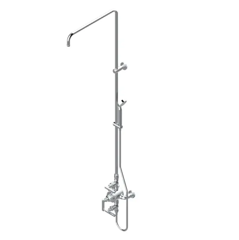 Exposed thermostatic shower mixer 2 volume controls, column and handshower on cradle - 6" centres (no showerhead)