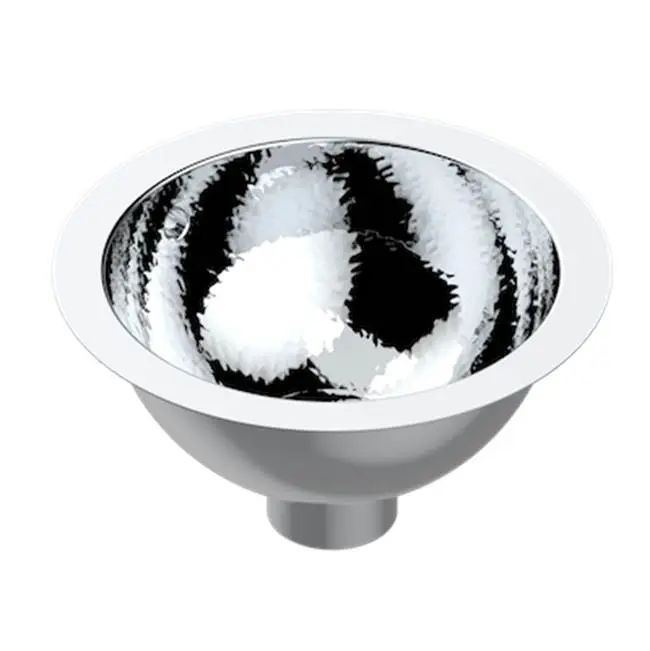 Round Hand Basin, 10 3/8" With Overflow With Flat Edge, To Fix Under, Hammered Metal Finishing