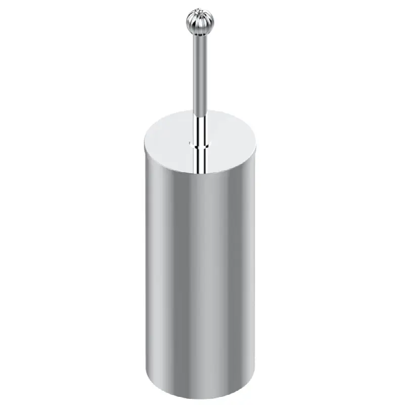 Metal toilet brush holder with brush with cover floor mounted