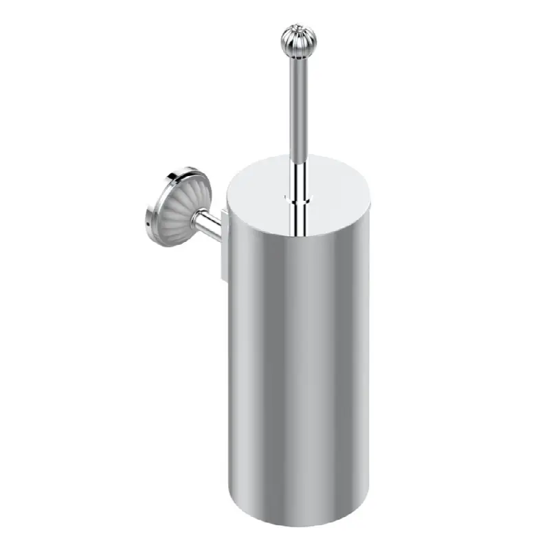Metal toilet brush holder with brush with cover wall mounted