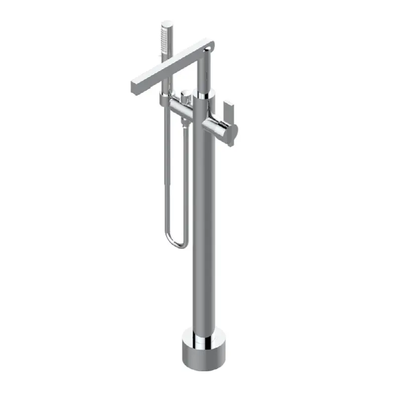 Free-standing single lever bath mixer with handshower with Easyclean system