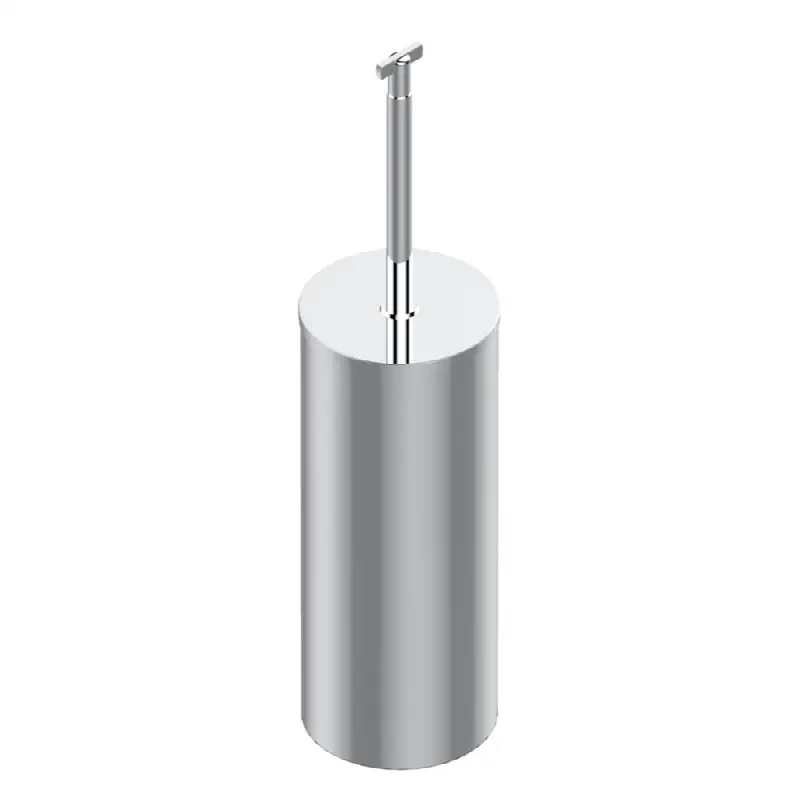 Metal toilet brush holder with brush with cover floor mounted