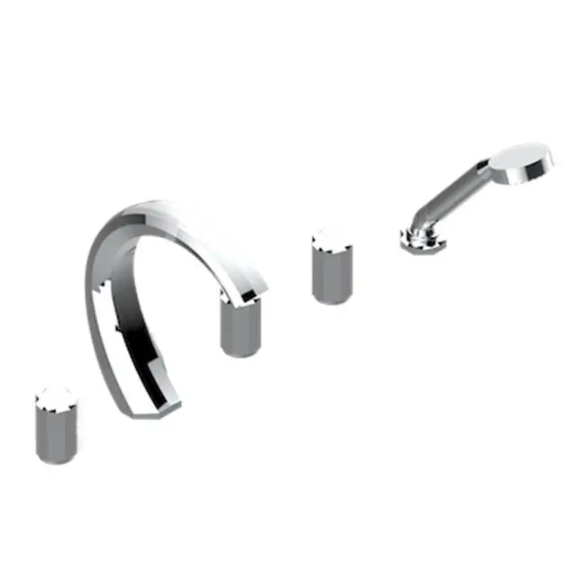 Roman Tub Set With 2 x 3/4" Valves And Rim Mounted Ceramic Mixer With Progressive Cartridge And Handshower