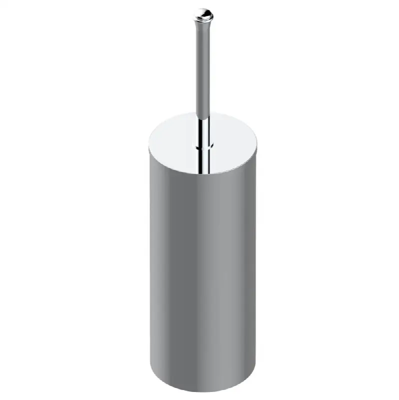 Metal toilet brush holder with brush with cover floor mounted