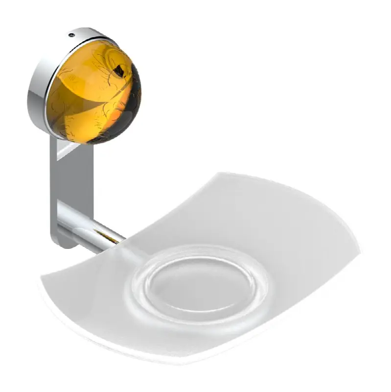 Glass soap dish, wall mounted