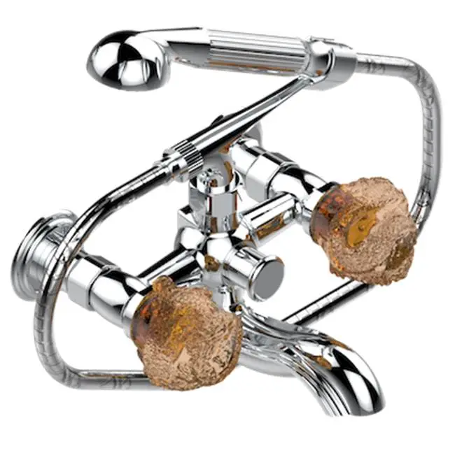 Exposed Tub Filler With Cradle Handshower, Wall Mounted