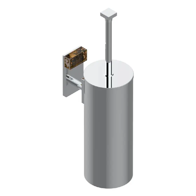 Metal toilet brush holder with brush with cover wall mounted