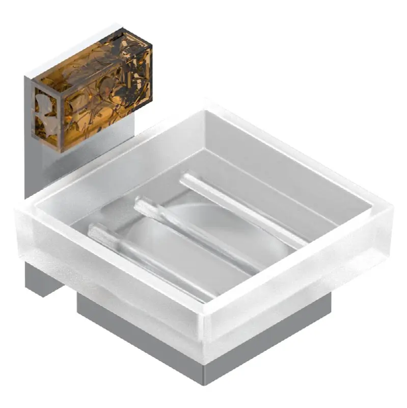 Glass soap dish, wall mounted