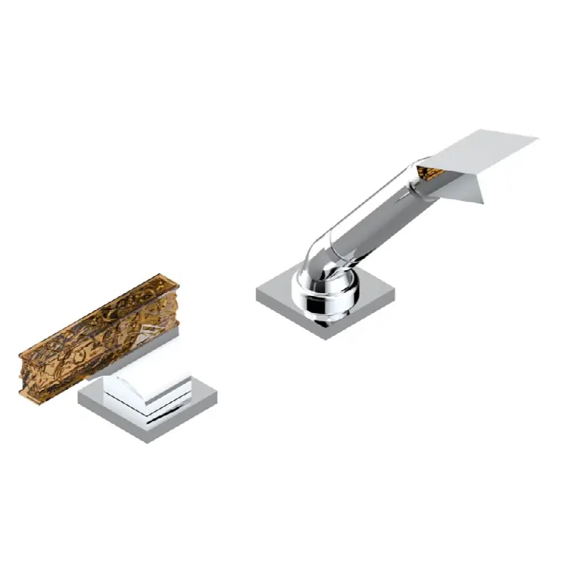 Deck mounted mixer with handshower, progressive cartridge
