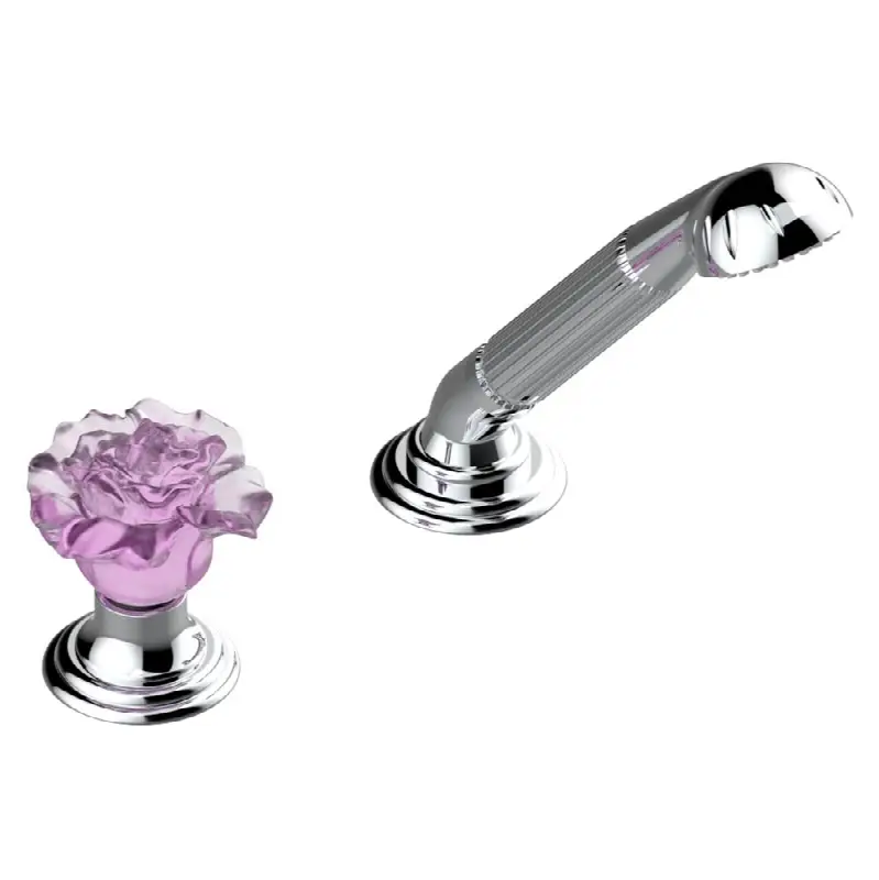 Deck mounted mixer with handshower, progressive cartridge
