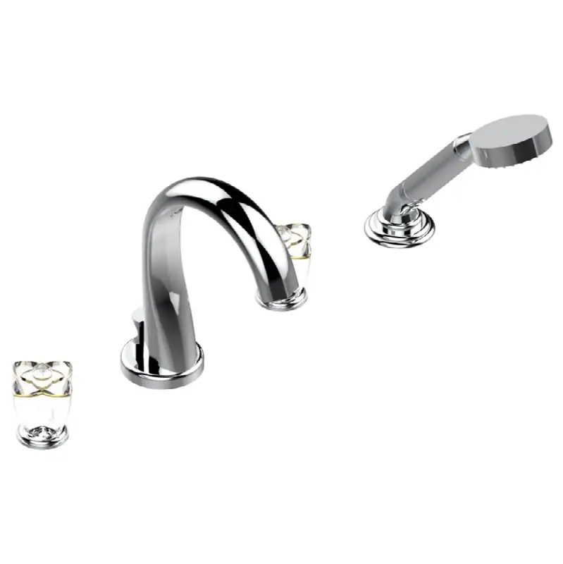 Roman tub set with divertor spout and handshower, 3/4" valves