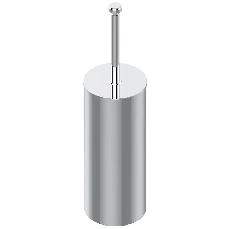 Metal toilet brush holder with brush with cover floor mounted