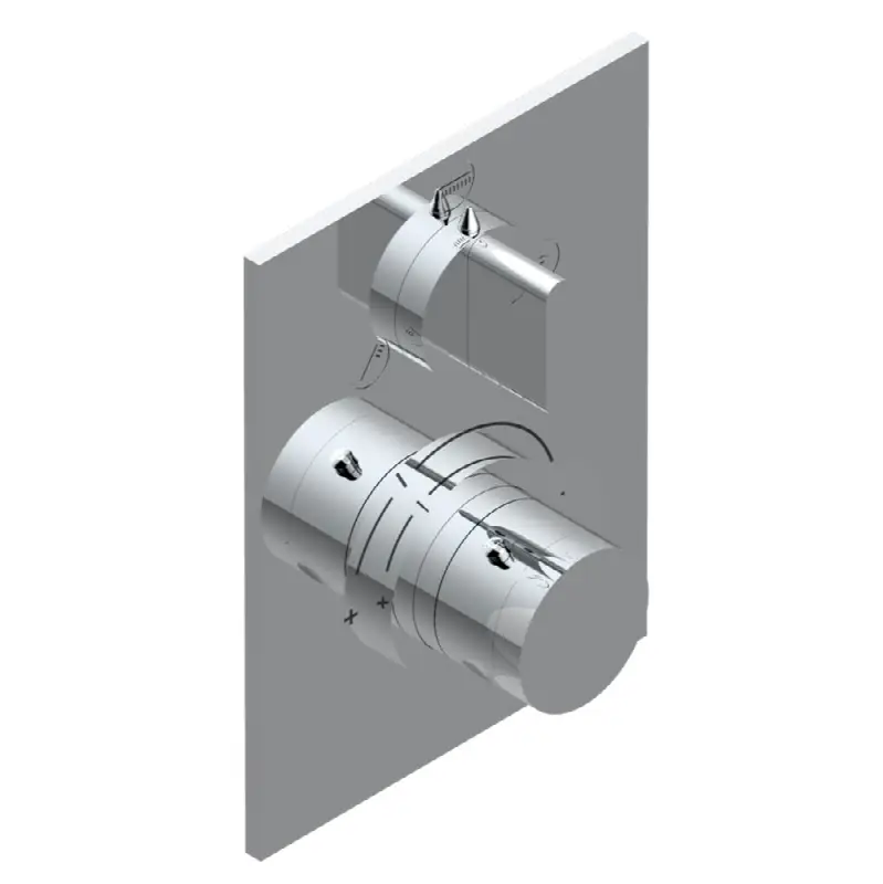 Trim for THG thermostat with stop valve and 3-way diverter, rough part supplied with fixing box ref.5 600AE/US