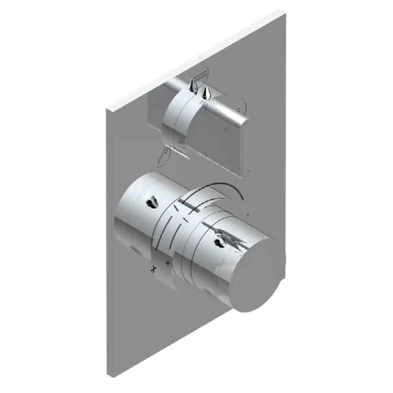 Trim for THG thermostat with stop valve and 3-way diverter, rough part supplied with fixing box ref.5 600AE/US