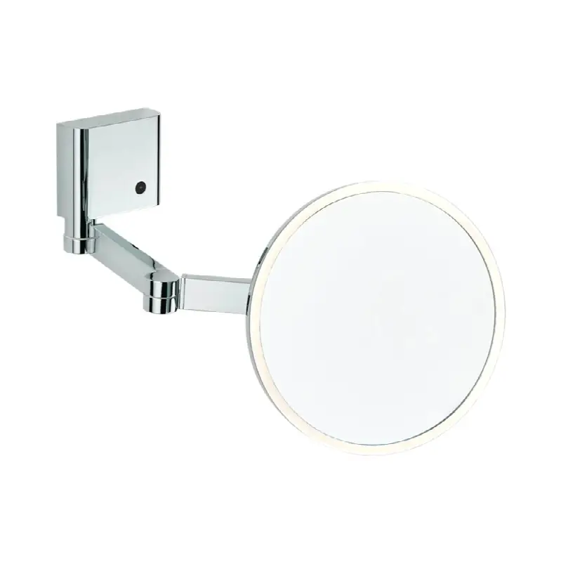 Wall mounted Round Magnifying mirror (x5), double arm, Classe 1, LED illuminated with continuously adjustable light color 2700 - 5600 K