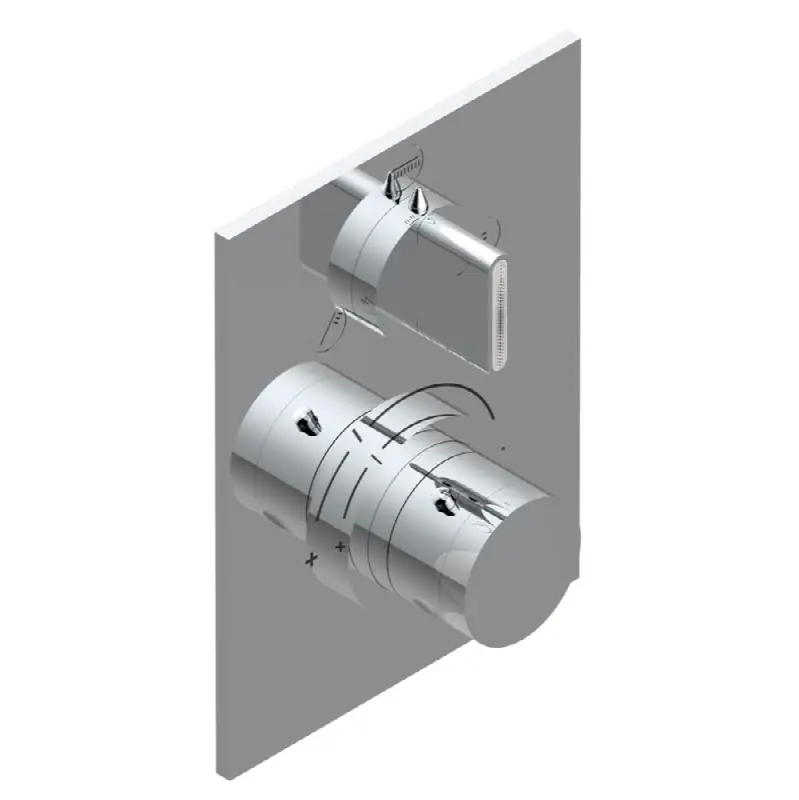 Trim for THG thermostat with stop valve and 3-way diverter, rough part supplied with fixing box ref.5 600AE/US