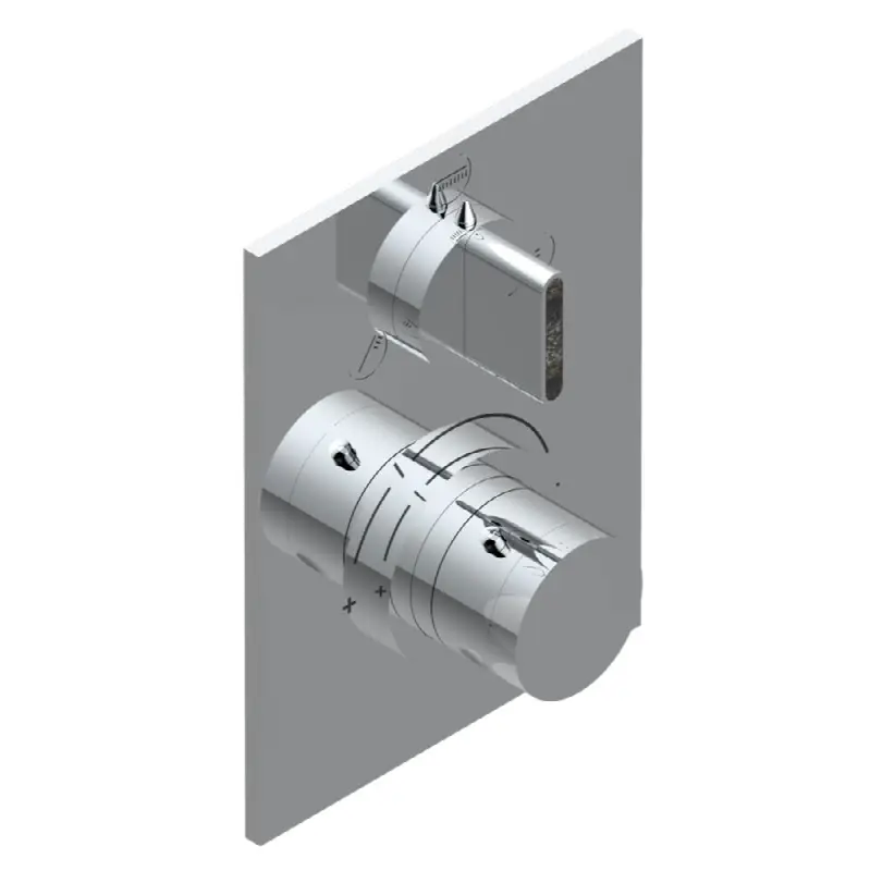 Trim for THG thermostat with stop valve and 3-way diverter, rough part supplied with fixing box ref.5 600AE/US