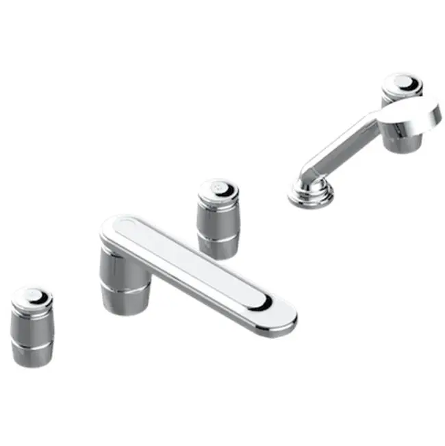 Roman Tub Set With 2 x 3/4" Valves And Rim Mounted Ceramic Mixer With Progressive Cartridge And Handshower