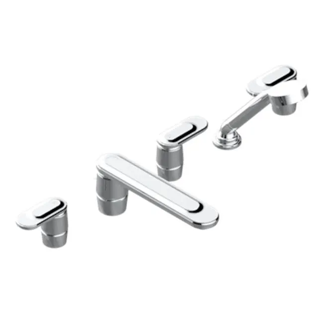 Roman Tub Set With 2 x 3/4" Valves And Rim Mounted Ceramic Mixer With Progressive Cartridge And Handshower