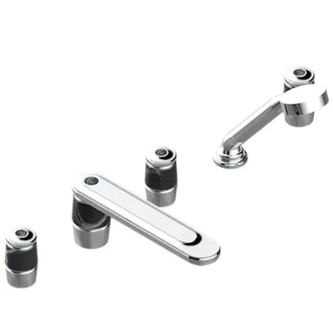 Roman Tub Set With 2 x 3/4" Valves And Rim Mounted Ceramic Mixer With Progressive Cartridge And Handshower