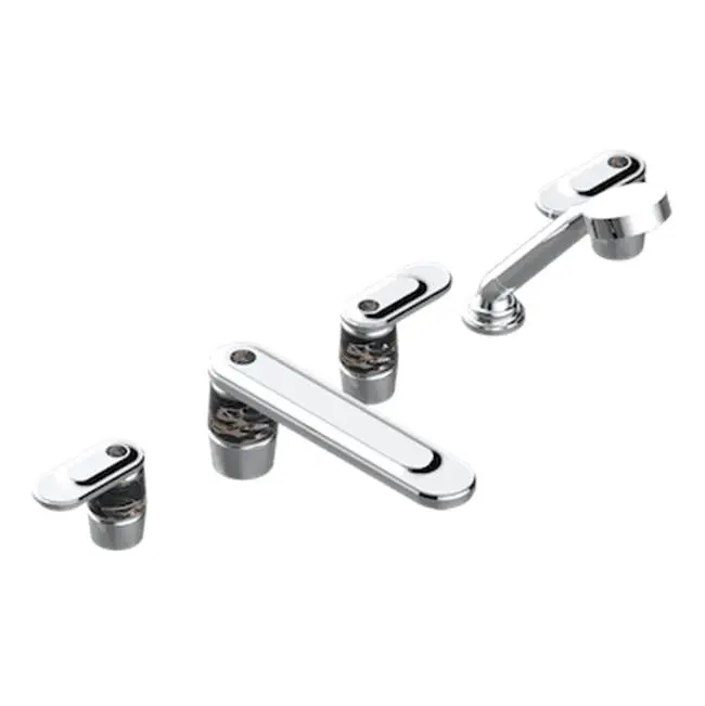 Roman Tub Set With 2 x 3/4" Valves And Rim Mounted Ceramic Mixer With Progressive Cartridge And Handshower