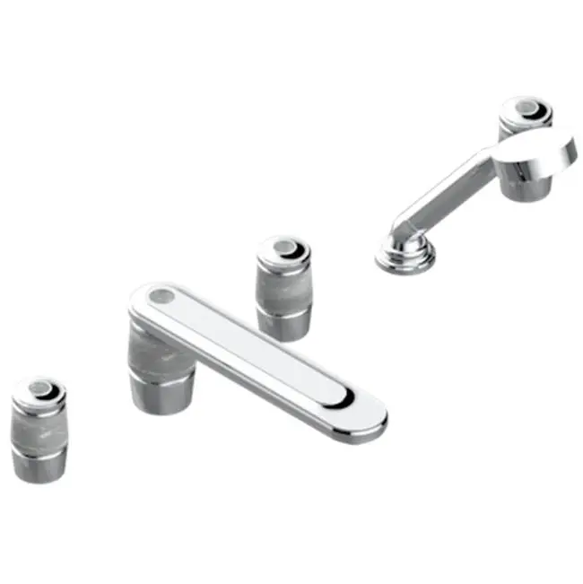 Roman Tub Set With 2 x 3/4" Valves And Rim Mounted Ceramic Mixer With Progressive Cartridge And Handshower