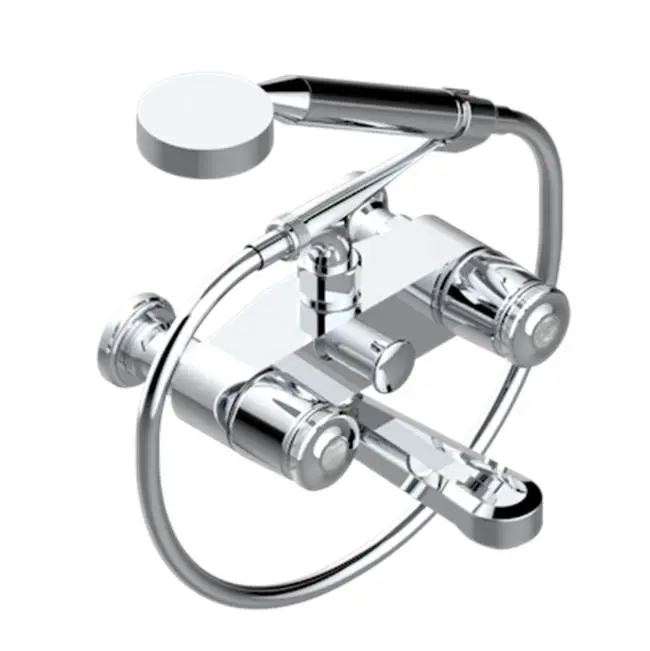 Exposed Tub Filler With Cradle Handshower, Wall Mounted