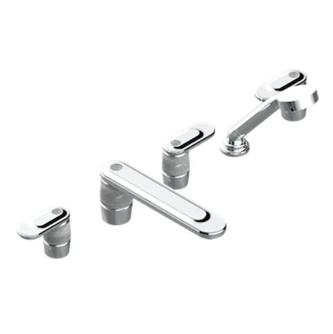 Roman Tub Set With 2 x 3/4" Valves And Rim Mounted Ceramic Mixer With Progressive Cartridge And Handshower
