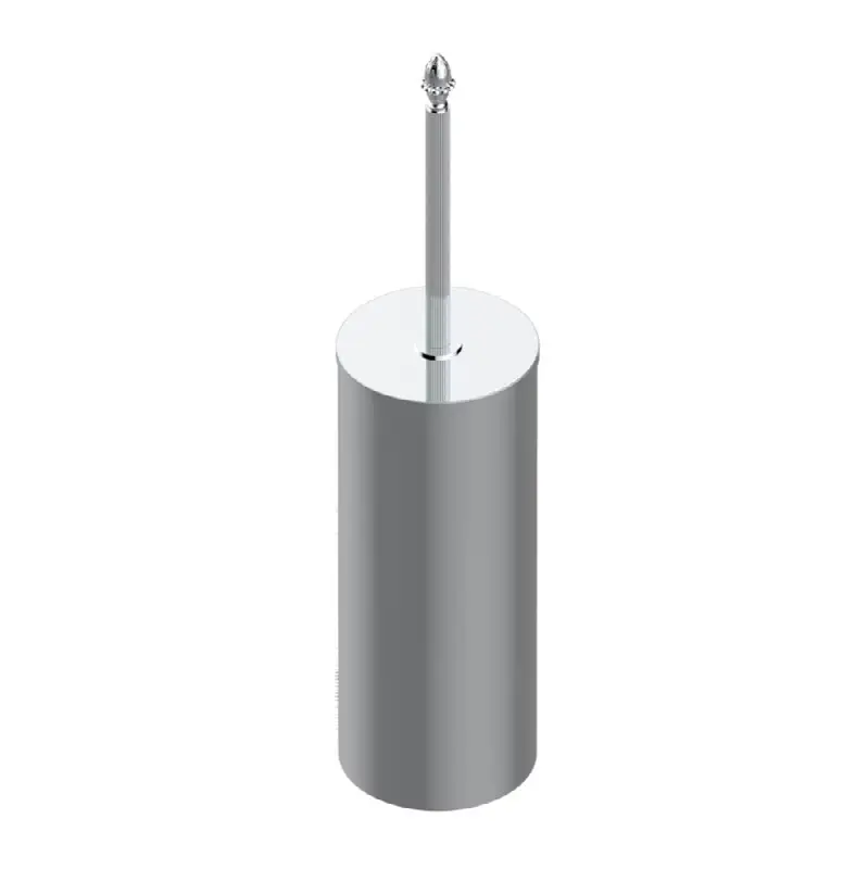 Metal toilet brush holder with brush with cover floor mounted